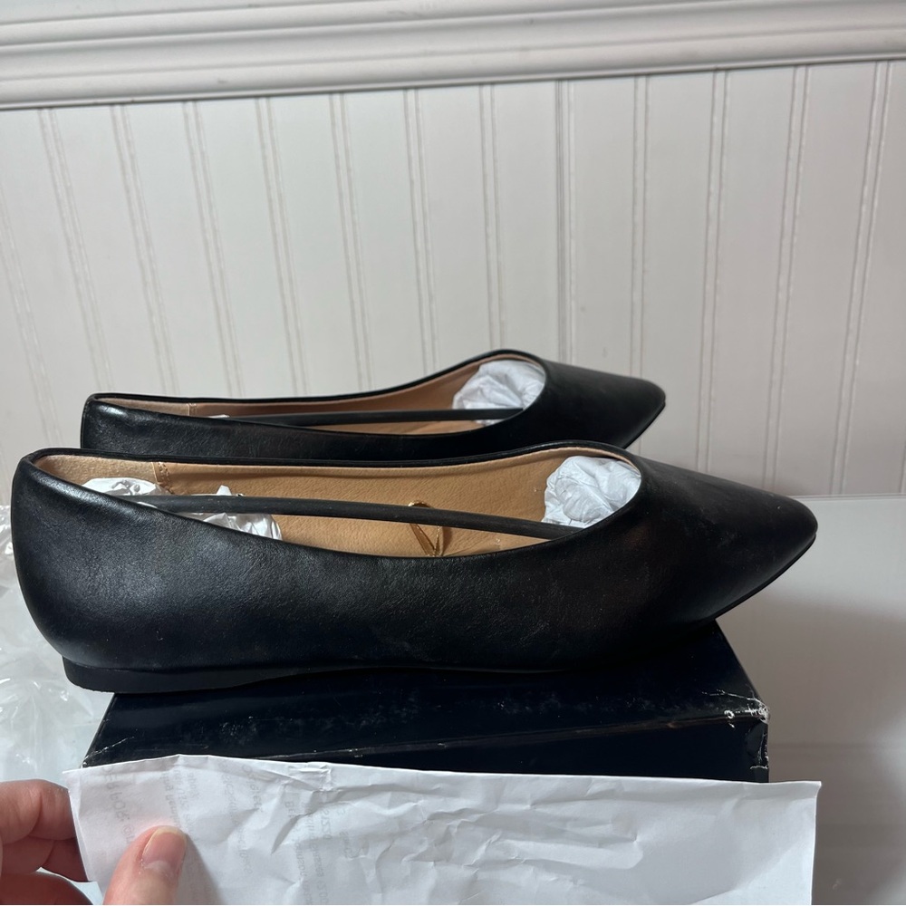 Lane Bryant Black Pointed Toe Dream Cloud Ballet Flats Faux Leather Size 10W New - Picture 2 of 11